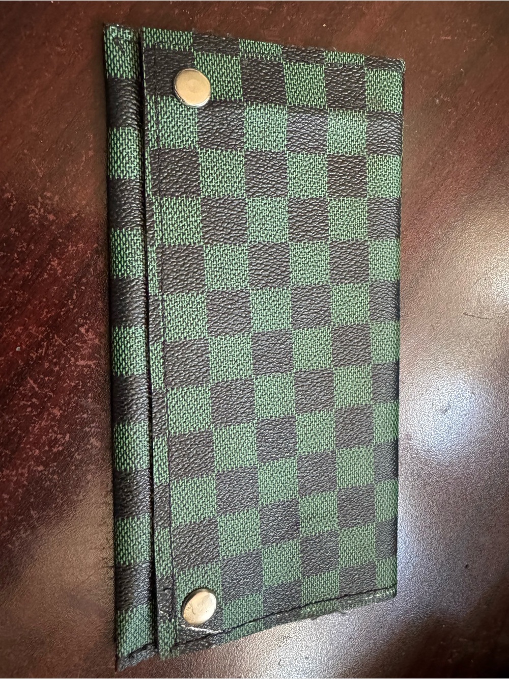 Checkered Green & Black Card Holder